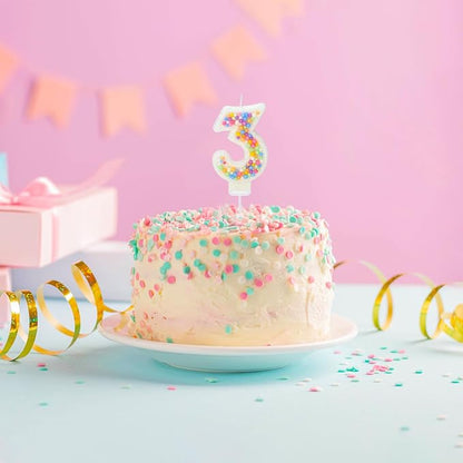 Birthday Candles - Number 3 Candle, Colorful Macaron Candles, Birthday Candles for Women/Girls, Cake Decorations, Theme Party Supplies