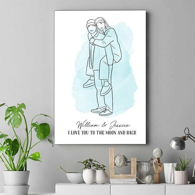 GABITA Personalized Crossroads Street Sign Wall Art for Couples, Anniversary Canvas for Couple, Gift for Valentines Day, Girlfriend Boyfriends Gifts, Custom Line Drawing Photo Poster for Wife Husband