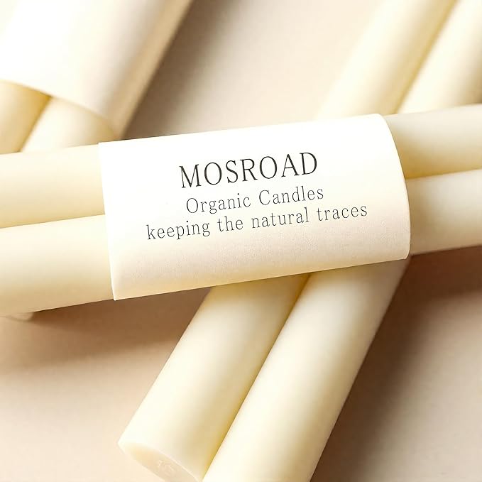 24 Packs Beeswax Taper Candles White, 9 Inch Long Natural Beeswax Candlesticks - 10 Hour Burn Time - Smokeless & Dripless Taper Candles for Table Decor, Unscented Bee Wax Tapered Candle