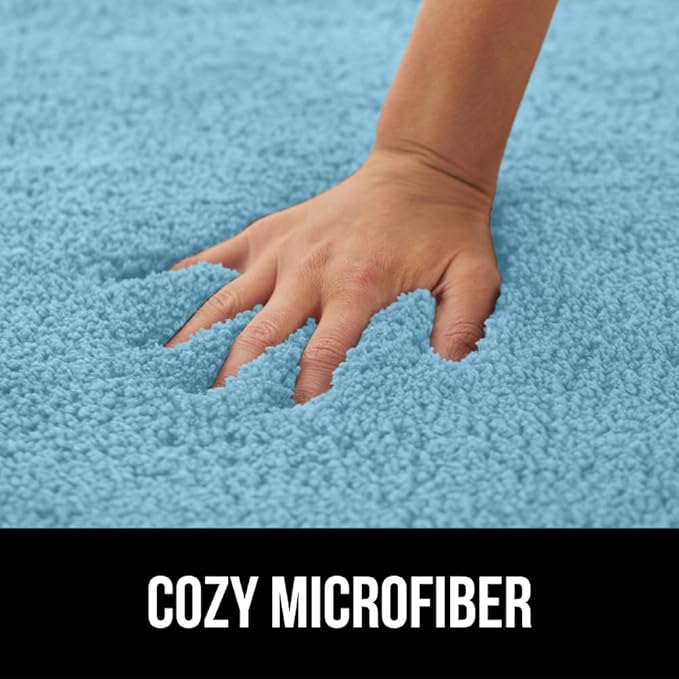 GORILLA GRIP Bathroom Rugs, 36x24, Ultra Soft Absorbent Mat, Thick Plush Bath Rug, Machine Washable, Microfiber Quick Dry, Mats for Shower, Bathtub and Floor, Home Decor Accessories, Sky Blue