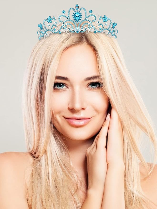 COCIDE Blue Tiara Crowns Crystal Headband Princess Rhinestone Crown with Combs Bride Headbands Bridal Wedding Prom Birthday Party Hair Accessories Jewelry for Women and Girls