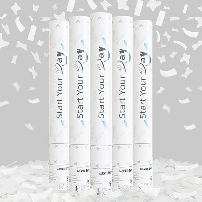 White Butterfly Confetti Poppers, 15 Inch Butterfly Party Poppers for Birthday, Wedding, Halloween Celebrations - Air Powered Confetti Gun