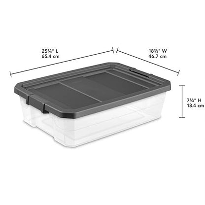 Sterilite 18-Pack Modular Stacker Box, Durable Clear Plastic Storage Bins with Latching Lids, 40 Quart - Stackable Organizing Container Boxes for Closet, Bathroom, and Office