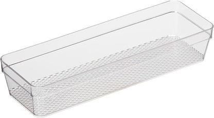 Oggi Clear Drawer Organizer - 3" X 9.5" - Ideal for Organizing Kitchen Drawers, Office, Desk, Silverware, Kitchen Utensils, Cosmetics and Bathrooms
