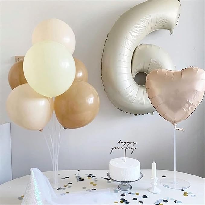 40 Inch Cream Number 7 Balloon, Beige Large Self Inflating Foil Balloons for 7th Birthday Decoration Boys Girls, Digital 7 Helium Balloon for Women Men Birthday Baby Shower Anniversary Party Supplies
