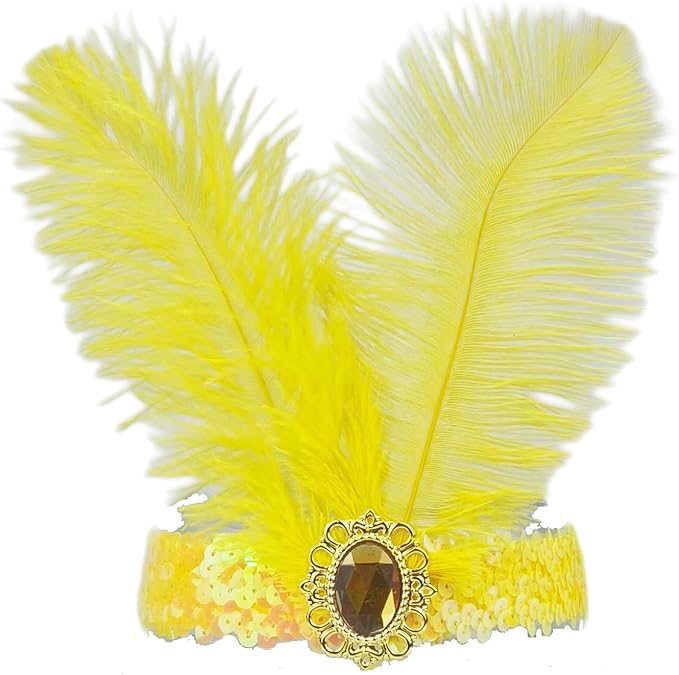 Feather Headpiece Sequins Headbands 1920s Flapper Showgirl Headpieces for Women Girls Carnival Party Accessories
