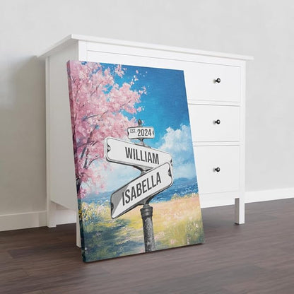 GABITA Personalized Crossroads Street Sign Wall Art for Couples, Anniversary Canvas for Couple, Gift for Valentines Day, Girlfriend Boyfriends Gifts, Custom Poster for Wife and Husband 3