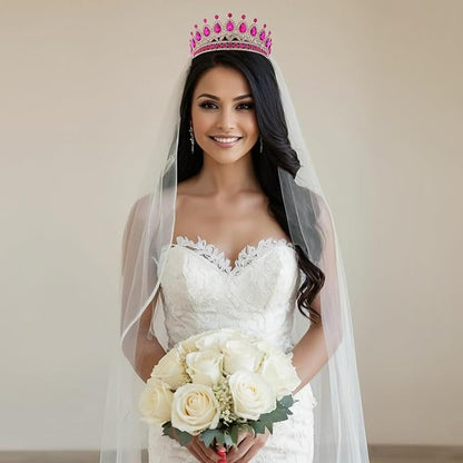 FORSEVEN Crystal Tiaras and Crowns for Women - Wedding and Birthday Party Princess Crown Hair Accessories - Bride Rhinestone Headband Halloween Decorations Hairband