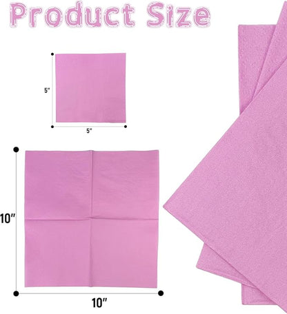 240 Count Dinner disposable Napkins Paper Light Pink Napkin for Cocktail Birthday, Wedding, Party, Lunch, Dessert Napkins（5 * 5inch）