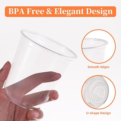 WELLIFE 12 oz Clear Plastic Cups, 50 Pcs Disposable Wine Glasses Stemless Cocktail Punch Cups for Party Cold Drinking Wedding, Picnic, BBQ, Birthday