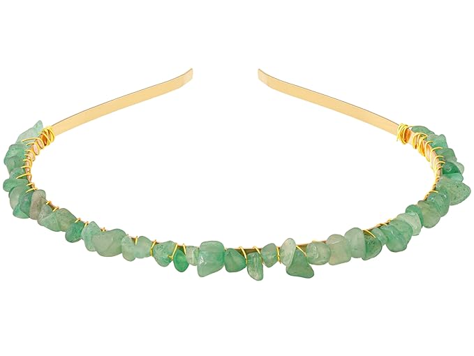 MINACHI Green Aventurine Hairband – Handmade Boho Bridal Accessories with Gold-tone Wire Wrap for Women