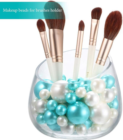 Hicarer 120 Pieces Pearl for Vase Filler Pearl Bead Vase Centerpieces Brush Holder Assorted Round Faux Bead for Crafting, Home Wedding Table Decor 14/20/30 mm(Creamy White, Turquoise)