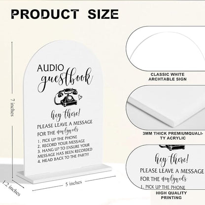 Audio Guest Book Sign Wedding Signs Wedding Table Signs for Engagement Bridal Shower Ceremony Reception Event Party Acrylic Decor
