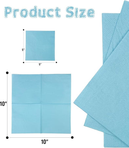 Bright Blue Cocktail Napkins 5 * 5inch disposable Beverage Napkin paper for Cocktail, Wedding, Dinner，Birthday Party Dessert Wine Paper Napkins（ 120 Count）