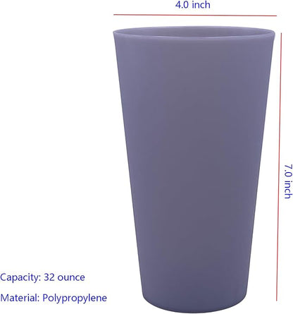 32 oz Plastic Cups Reusable, Unbreakable Plastic Tumblers set of 8, BPA Free Durability & Dishwasher Safe Eco-Friendly Drinks Cup for Kitchen, Home, Office, Outdoor (Grey Stone)