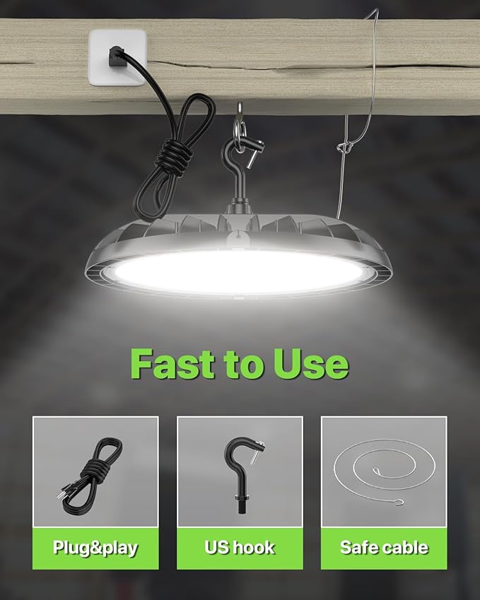 Glitgate 200W UFO LED High Bay Light 6-Pack 150LM/W 30,000LM Output Led Shop Lights 100-277V IP65 Waterproof Commercial Warehouse Lighting Fixture 5000K Daylight for Garage, Workshop, Factory, Gym