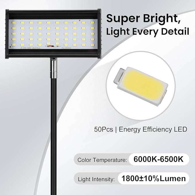 Trade Show Lights LED Display, Connectable Exhibit Arm Lighting Included Clamps, Mounting Brackets, Power Cables, Connect Cables, 360° Adjustable Angle for Trade Show Lighting, 3PCS Black