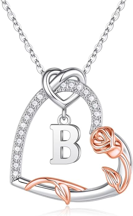 Iefil Christmas Gifts for Women Her - 925 Sterling Silver Heart Initial Necklaces, Anniversary Birthday Gifts, Women Jewelry Gift for Wife Girlfriend Mom Daughter Her