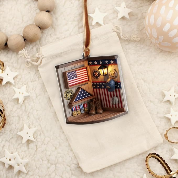 Custom Veteran Ornament, Personalized Military Christmas Tree Decorations, Patriotic Christmas Ornaments, Memorial Gifts for Veterans and Soldiers