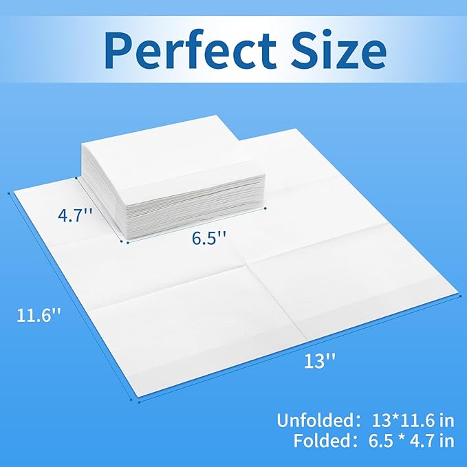 Disposable Fold Napkins, 13"x11.6" 1-Ply 1500 Count Paper Dinner Napkins, White Napkins Bulk for Restaurants and Cafes