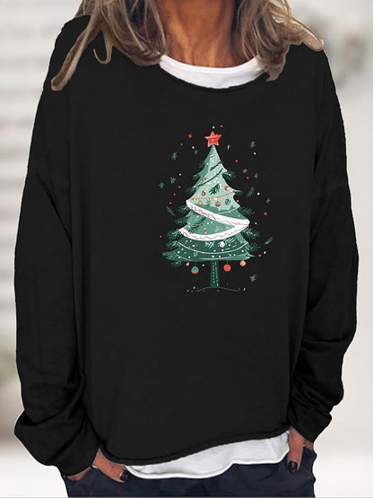 LOAIHA Merry Christmas Sweatshirt Crewneck Snowman Graphic Shirts Christmas Tree Sweater Long Sleeve Xmas Hoodie Pullover