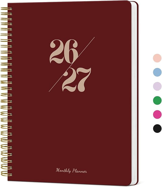 Monthly Planner 2026-2027, 2 Year Months Calendar Planner 2026-2027, Runs from January 2026 - Decembe 2027, 7" x 10", 24 Months, Perfect for School Office Home Planning - Burgundy
