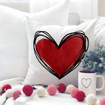GEEORY Valentine's Day Pillow Covers 18x18 Set of 4 - Red Heart Love You More Decorative Throw Pillows for Valentine's Decor