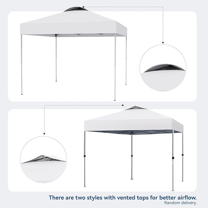 PHI VILLA Outdoor Pop up Canopy 10'x10' Tent Camping Sun Shelter-Series Party Tent, 100 Sq. Ft of Shade (White)