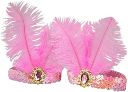 Feather Headpiece Sequins Headbands 1920s Flapper Showgirl Headpieces for Women Girls Carnival Party Accessories
