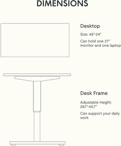 FLEXISPOT EN1 One-Piece Standing Desk with 1-Inch Thick Desktop, 48"x24" Electric Height Adjustable Desk for Home Office & Multi-Device Workstations, Mahogany