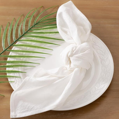 Socomi Cloth Napkins White Ivory Fall Thanksgiving Washable Reusable Bulk Linen Cotton Napkins Set of 6 17"x17" for Wedding Party Bridal Baby Shower Birthday Dining Table Decorations