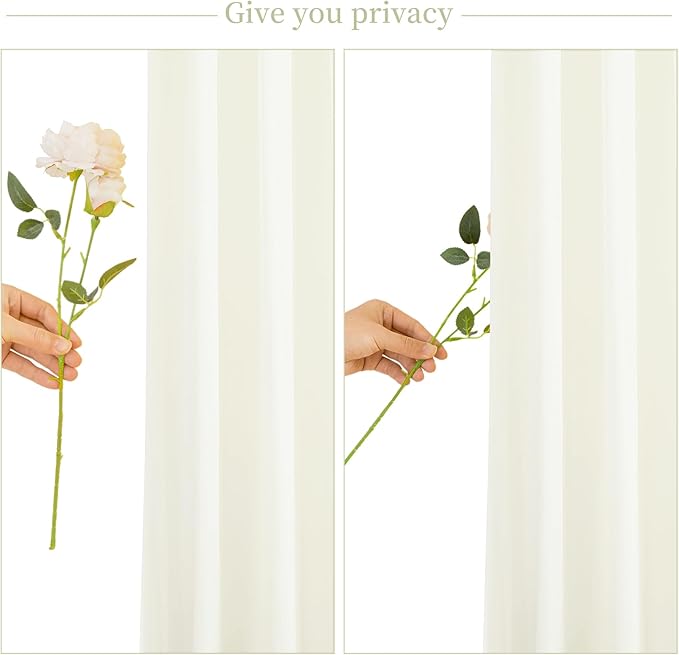 Ivory Backdrop Curtain for Wedding Parties Wrinkle Free Ivory Photo Curtains Backdrop Drapes Fabric Decoration for Baby Shower Photoshoot 5ft x 7ft,2 Panels