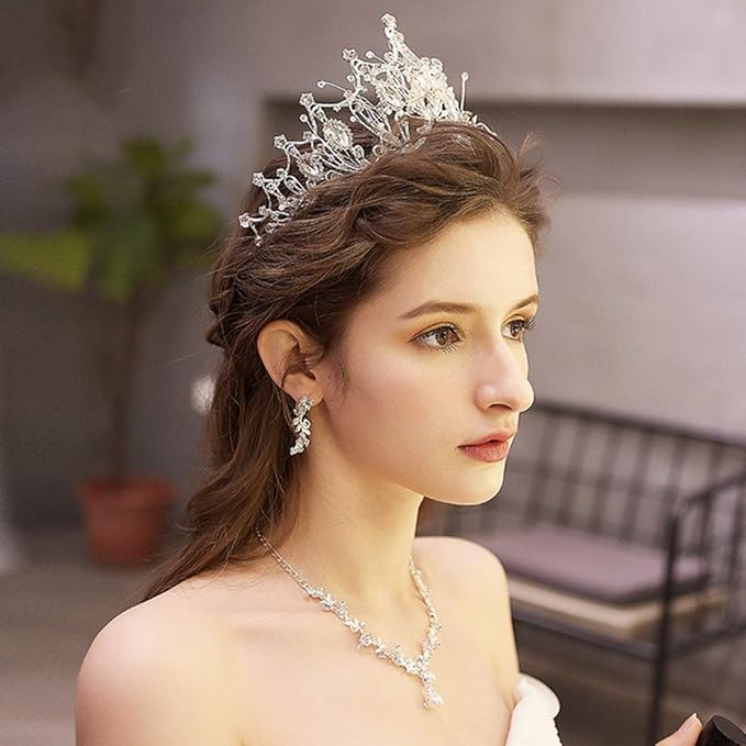 COCIDE Silver Crown for Women Baroque Queen Crown and Tiara for Women Crystal Headband Mermaid Crown Princess Tiaras Hair Accessories for Bride Party Bridesmaids Halloween Costume Cos-play Gift