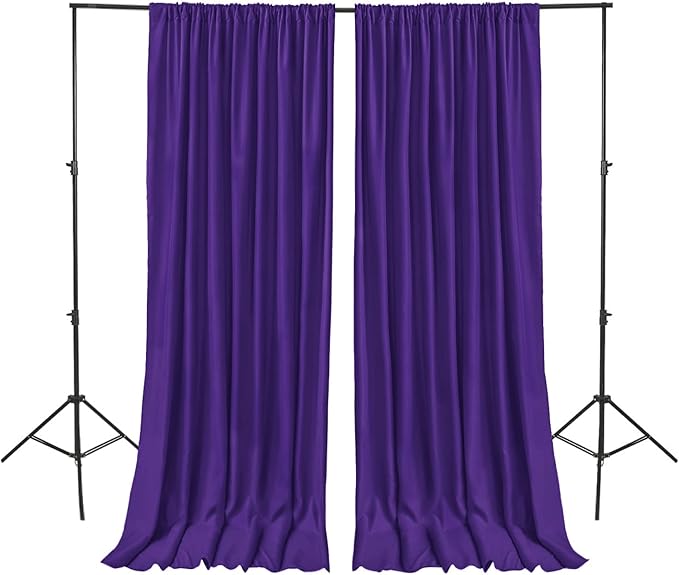 Hiasan Purple Backdrop Curtains for Parties, Polyester Photography Backdrop Drapes for Family Gatherings, Wedding Decorations, 5ftx10ft, Set of 2 Panels