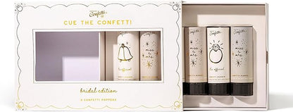 Cue the Confetti Bridal Box (6 Confetti Poppers) – Biodegradable Confetti Poppers for Engagement Parties, Bridal Showers, Wedding, & More – Eco-Friendly & Spring Loaded for Noise Free Fun.