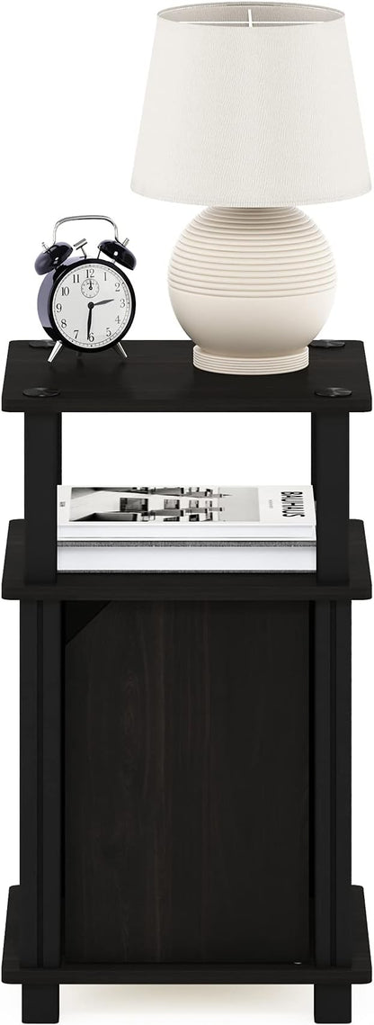 Furinno Brahms 3-Tier End Side Sofa Table/Nighstand with Door, 1-Pack, Espresso/Black