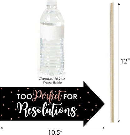 Big Dot of Happiness Funny Rose Gold Happy New Year - New Year's Eve Party Photo Booth Props Kit - 10 Piece