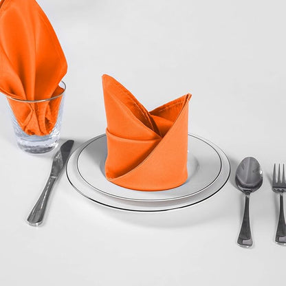 Cupuamon Cloth Napkins 17x17 inch Washable Polyester Dinner Napkins Soft Table Napkins for Wedding Party Dining Banquet(Orange,25PCS)