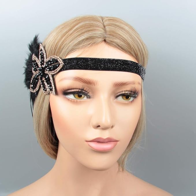 1920S Headband For Women Feather 20s Gatsby Headpiece Flapper Headband for Girl