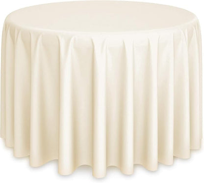 Lann's Linens - 10 Premium 132" Round Tablecloths for Wedding/Banquet/Restaurant - Polyester Fabric Table Cloths - Ivory