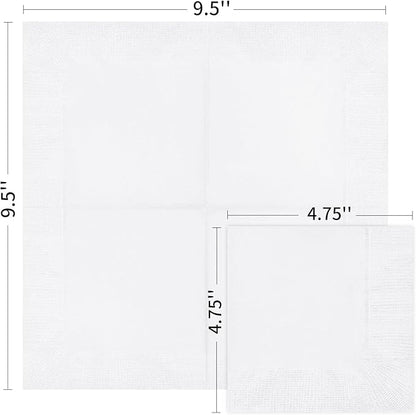 Cocktail Napkins - 600 Count 2-Ply White Napkins Disposable, 4.75 x 4.75 Inch Folded Paper Napkins Bulk Beverage Napkins for Dinner Wedding Bar Party and Everyday Use