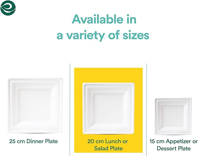 ECO SOUL Compostable Paper Plates 8 Inch (100 Count) Heavy Duty Disposable Plates For Thanksgiving dinner & Parties| Eco-Friendly Sugarcane Bagasse Plates.