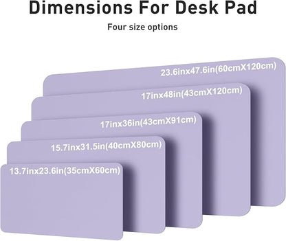 Aothia Faux Leather Desk Mat – Large Mouse Pad, Non-Slip PU Leather Blotter, Waterproof Writing Surface for Office and Home (Lavender, 47.2" x 23.6")