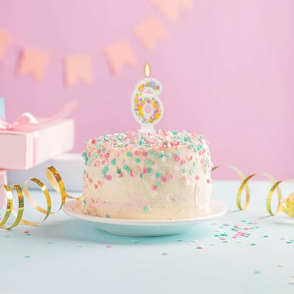 Number 6 Birthday Candle - Colorful Macaron Candles, 6 Candle Birthday Girl Women, Sweet Theme Birthday Party Supplies, Anniversary Party Cake Decorations