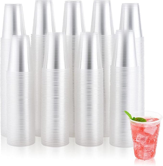 JOLLY CHEF 600 Pack 9 oz Clear Plastic Cups,9 Ounce Disposable Cups for Parties, Picnics, BBQs, Travel, Halloween, Christmas Party, and Events