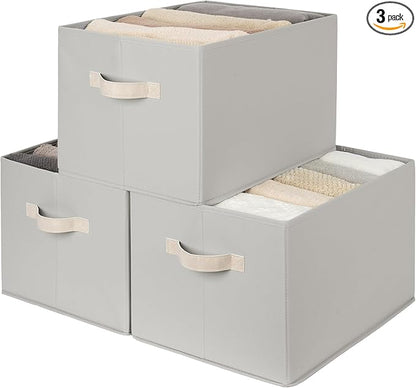StorageWorks Storage Baskets for Shelves, Fabric Storage Bins, Closet Organization and Storage Baskets, Organizer Bins for Clothes, Light Gray, Extra Large, 3-Pack