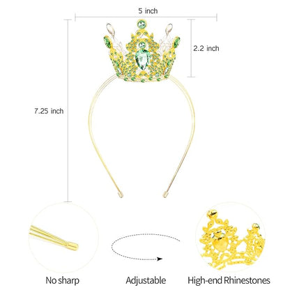 VELSCRUN Fairy Green Crystal Tiara Headband, Crowns for Women, Princess Girls Tiaras, Royal Queen Crown Princess Quinceanera Headpieces for Birthday Prom Bride Wedding Pageant Party Hair Band