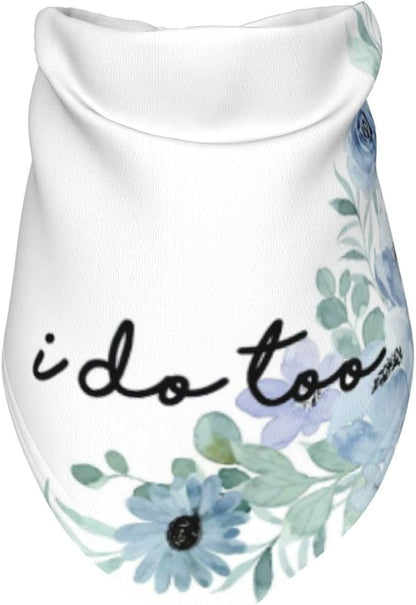 I Do Too Dog Wedding Bandana,Married Puppy Pet Bandanas Accessories,Wedding Photo Prop for Dog Lover Pet Scarf Accessories (Blue Flowers)