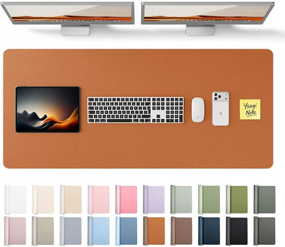 YSAGi Leather Desk Protector, Office Mat, Large Mouse Mat, Non-Slip PU Leather Blotter, Laptop Desk Pad, Waterproof Writing Pad for Office and Home (Brown, 47" x 17")