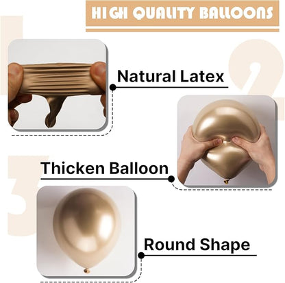 PartyWoo Metallic Gold Balloons 101pcs 12 Inch Chrome Gold Latex Helium Balloons for Wedding Christmas Birthday Graduation Baby Shower Retirement Bachelorette Tea Party Decorations Gold-G127